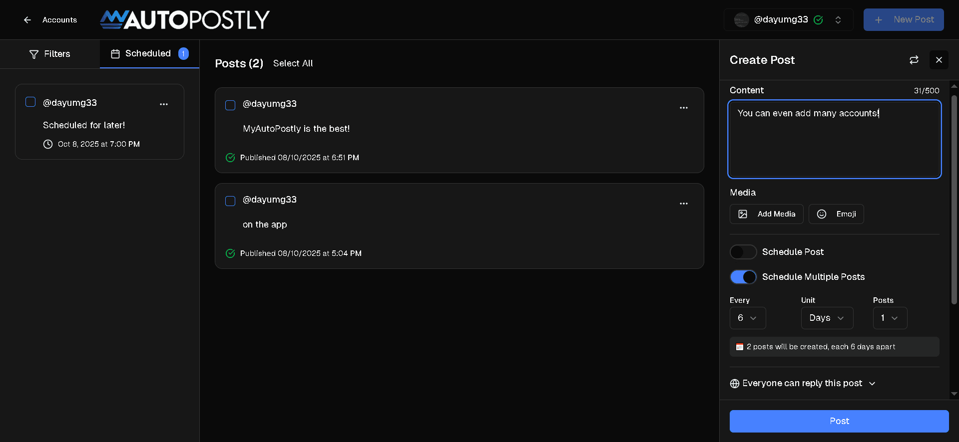 MyAutoPostly Dashboard